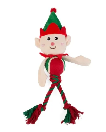 Chester's Christmas Tennis Ball & Plush Rope Toy - Elf