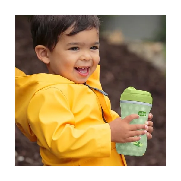 Chicco Glow in the Dark Double-Wall Insulated Sippy Cup with Bite-Proof Rim Spout and Spill-Free Lid 9oz.| Top-Rack Dishwasher Safe | Easy to Hold with Ergonomic Indents | 12+ Months