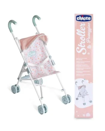 Chicco My First Doll Pram for Children from 3 Years, Toy Pram with 4 Wheels, Lightweight and Easy to Fold, Fabric Seat and Foldable Hood