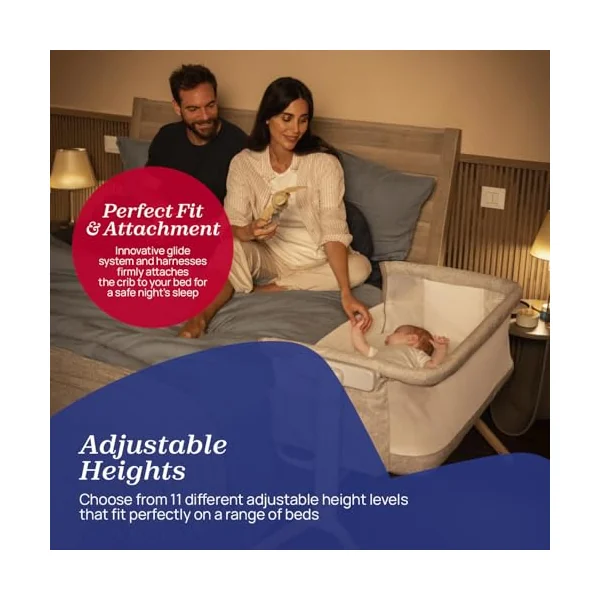 Chicco Next2Me Bedside Crib from birth up to 6 months, Co-sleeping crib with Motion Sensor Light, Travel Bag, Adjustable Height, Storage Pockets and Mattress, Scandinavian, 07087142610930