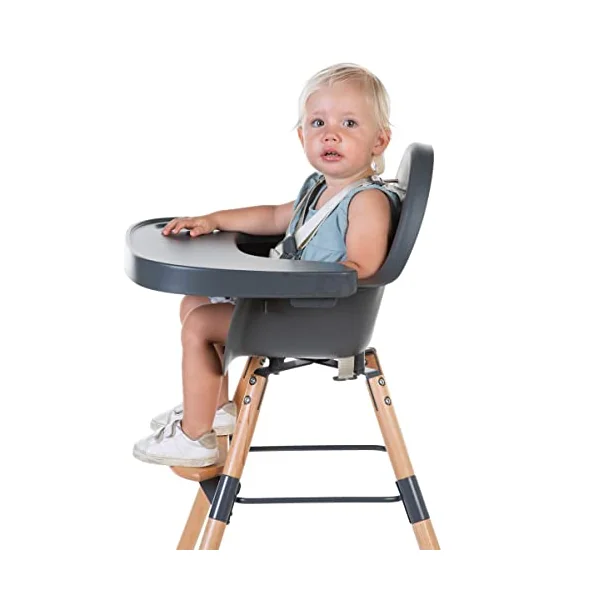 CHILDHOME, Tray for Evolu 2 High Chair, Adjustable in Depth, Easy to Install, with Silicone mat, Non-Slip, Easy to Clean, Colour Charcoal
