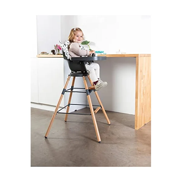 CHILDHOME, Tray for Evolu 2 High Chair, Adjustable in Depth, Easy to Install, with Silicone mat, Non-Slip, Easy to Clean, Colour Charcoal