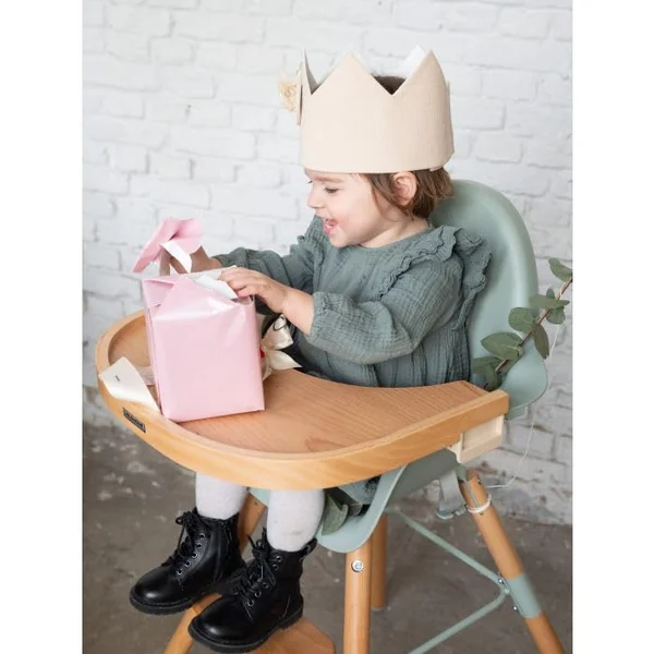 CHILDHOME, Tray for Evolu 2 High Chair, Adjustable in Depth, Easy to Install, with Silicone mat, Non-Slip, Easy to Clean, Colour Natural Wood