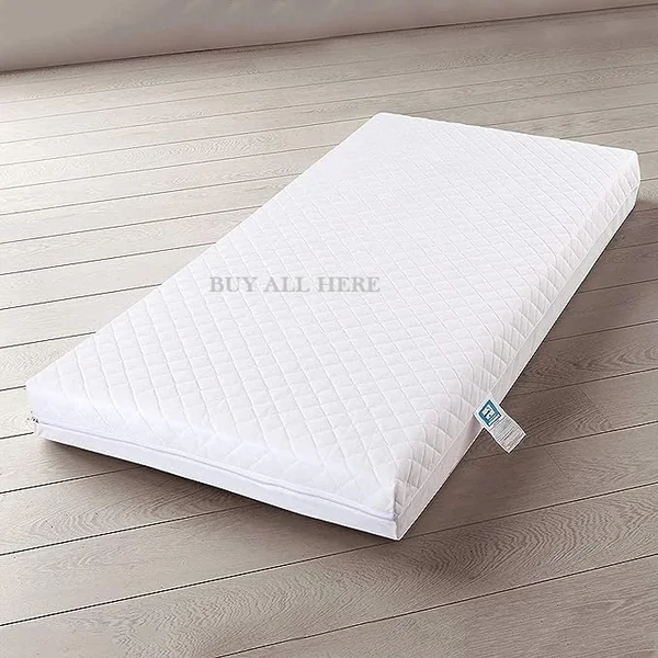 Children Cot Bed Mattress, Anti Allergy Foam, WaterProof, Quilted Breathable, Extra Thick, Double Sided, Baby Travel Mattress, Removable Zip Cover, Made in UK-127 x 63 x 10 CM