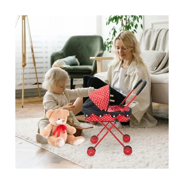 Children Pretend Play Baby Cart Push Cart For Kids With Iron Frame And Oxford Fabric Oxford Fabric Doll