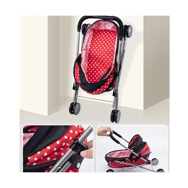 Children Pretend Play Baby Cart Push Cart For Kids With Iron Frame And Oxford Fabric Oxford Fabric Doll