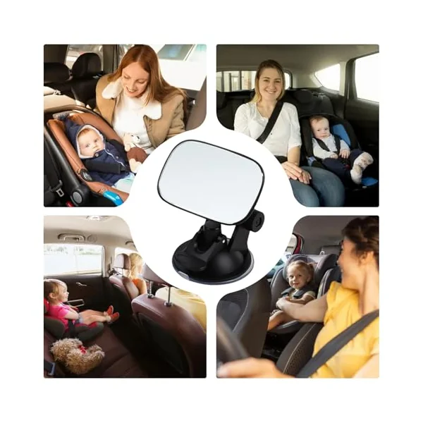 Children's Car Mirror for Reverse Direction, Curved Automotive Glass, Car Seat Mirror with Clear Wide Vision for Backward Facing Children, for Observation and Viewing from the Rear Seat in L
