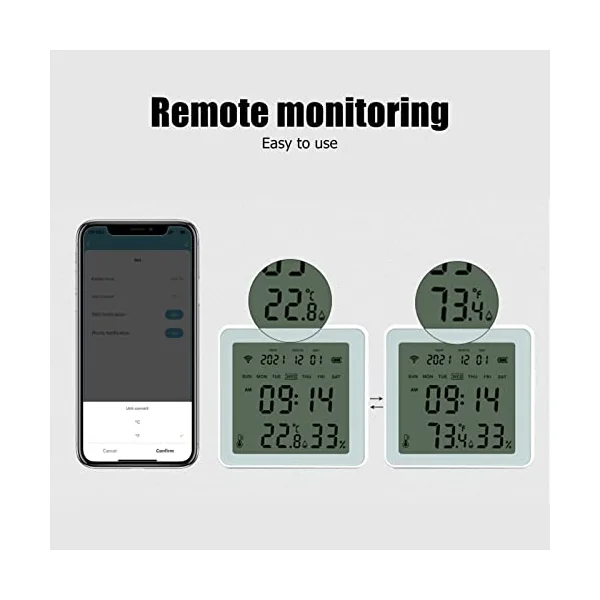 ciciglow Wifi Thermometer,Temperature Humidity Monitor with Smart Alert,Large Back-Light Screen,Baby Room Thermometer for Indoor Baby Home Garage Greenhouse Cellar for IOS & Android