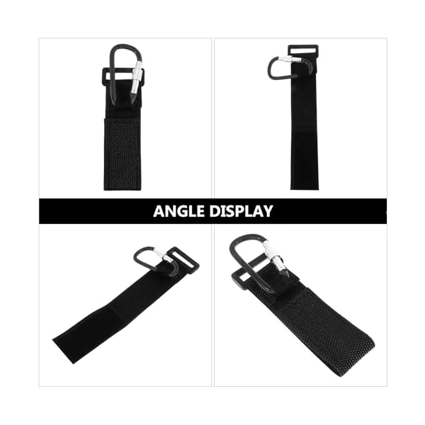 Ciieeo 2 Pcs Stroller Clip Pram Hook Accessories Black Pu Aluminum Alloy Heavy-Duty for Stroller, Bicycle Shopping