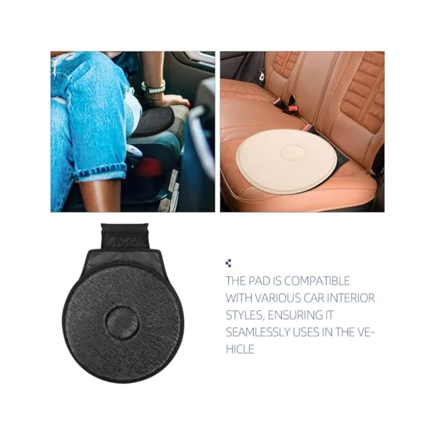 Ciieeo 2pcs 360° Rotating Swivel Seat Cushion for Car Seats, Portable Fabric Pad with Quick Installation and Removal, Comfortable Support for Pregnant and Elderly Users
