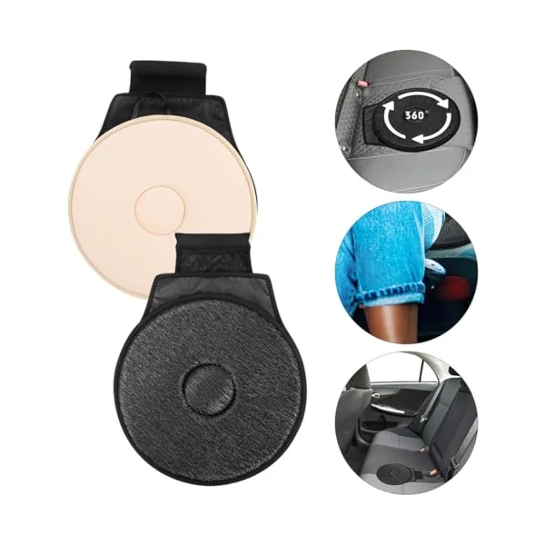 Ciieeo 2pcs 360° Rotating Swivel Seat Cushion for Car Seats, Portable Fabric Pad with Quick Installation and Removal, Comfortable Support for Pregnant and Elderly Users