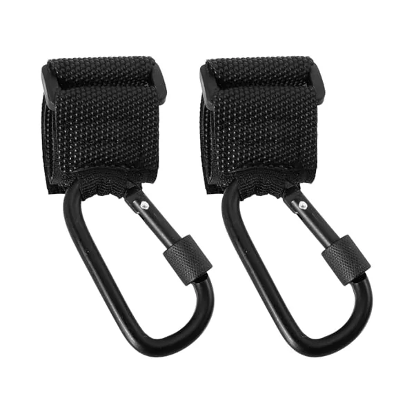 Ciieeo 2pcs Stroller Hooks Non-Slip Pu Alloy Black Bag Hangers | Grocery Bags Each Hook Supports to 30kg Shopping Use and Compact Pushchair Accessory Random Color