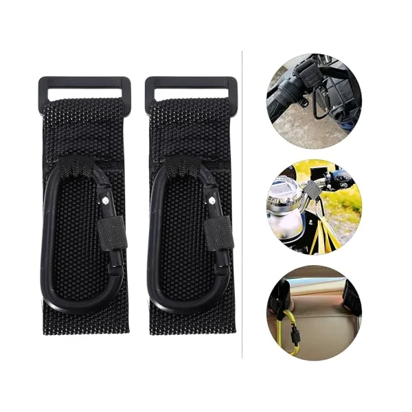 Ciieeo 2pcs Stroller Hooks Non-Slip Pu Alloy Black Bag Hangers | Grocery Bags Each Hook Supports to 30kg Shopping Use and Compact Pushchair Accessory Random Color