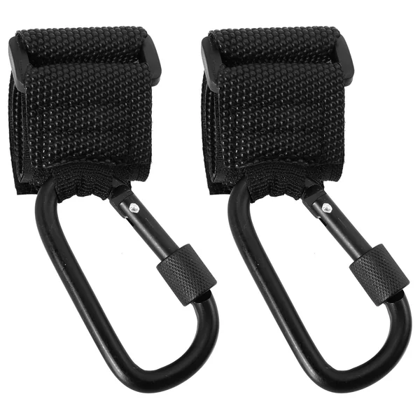 Ciieeo 2pcs Stroller Hooks Non-Slip Pu Alloy Black Bag Hangers | Grocery Bags Each Hook Supports to 30kg Shopping Use and Compact Pushchair Accessory Random Color