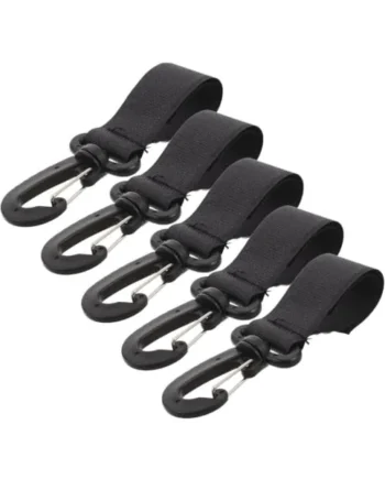 Ciieeo 5pcs Multipurpose Pram Hooks for Stroller with 360° Rotating Hook and Loop Fastener Straps, Plastic Material, Easy to Use for Travel and Shopping Bags
