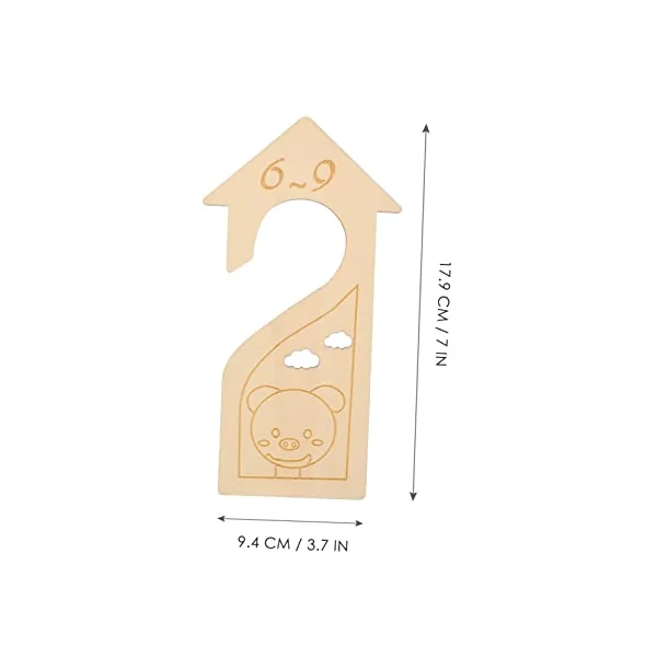 Ciieeo 6pcs Baby Clothes Divider Wardrobe Size Dividers with Cartoon Design, Beige Wood Material for Nursery Closet Organisation and Easy Clothes Sorting