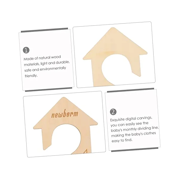 Ciieeo 6pcs Baby Clothes Divider Wardrobe Size Dividers with Cartoon Design, Beige Wood Material for Nursery Closet Organisation and Easy Clothes Sorting