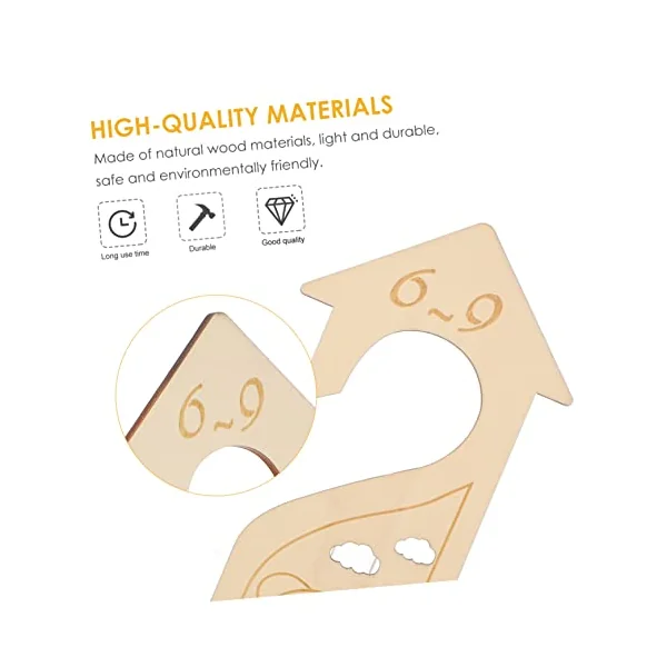 Ciieeo 6pcs Baby Clothes Divider Wardrobe Size Dividers with Cartoon Design, Beige Wood Material for Nursery Closet Organisation and Easy Clothes Sorting