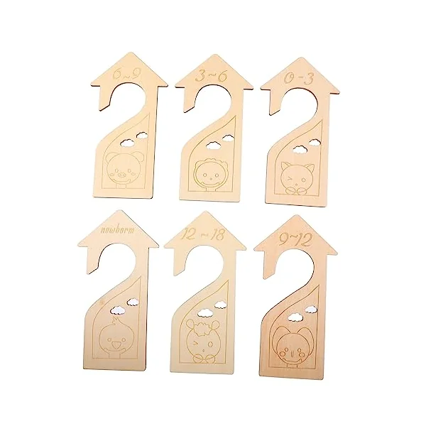 Ciieeo 6pcs Baby Wardrobe Wood Divider with Size Sorting Numbered Design for Newborn Clothes Organization in Nursery Closet
