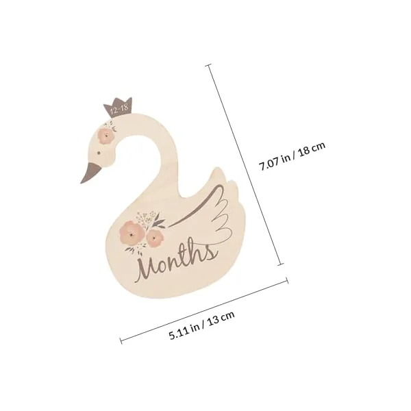 Ciieeo 7pcs Swan Shape Wooden Clothing Dividers for Baby Wardrobe | Month Period Print, Household Use, Keep Garments Ordered, Cute Nursery Organiser for Toddler Clothing