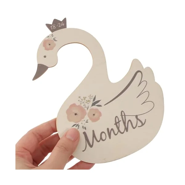 Ciieeo 7pcs Swan Shape Wooden Clothing Dividers for Baby Wardrobe | Month Period Print, Household Use, Keep Garments Ordered, Cute Nursery Organiser for Toddler Clothing