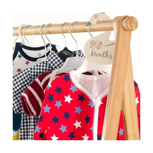 Ciieeo 7pcs Swan Shape Wooden Clothing Dividers for Baby Wardrobe | Month Period Print, Household Use, Keep Garments Ordered, Cute Nursery Organiser for Toddler Clothing