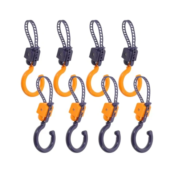Ciieeo 8pcs Adjustable 360 Degree Rotating Stroller Hanging Hooks with Nonslip Silicone Padding for Travel and Crowded Malls, Heavy Duty Abs Clips for Bags, and Cup Holders