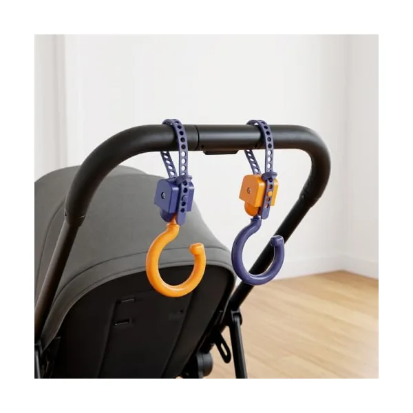 Ciieeo 8pcs Adjustable 360 Degree Rotating Stroller Hanging Hooks with Nonslip Silicone Padding for Travel and Crowded Malls, Heavy Duty Abs Clips for Bags, and Cup Holders