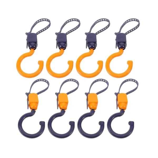 Ciieeo 8pcs Adjustable Carriage Hook with 360 Degree Swivel Design, Compact Abs Stroller Clip for Hanging Bags and Diaper Bags, for Travel and Crowded Malls