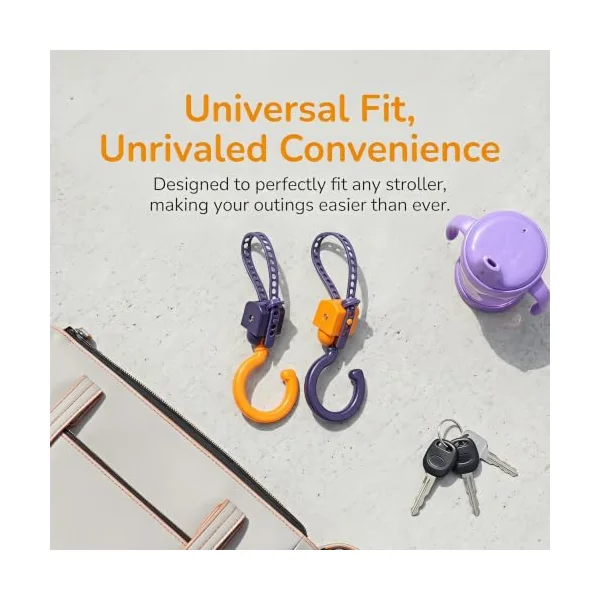 Ciieeo 8pcs Adjustable Carriage Hook with 360 Degree Swivel Design, Compact Abs Stroller Clip for Hanging Bags and Diaper Bags, for Travel and Crowded Malls