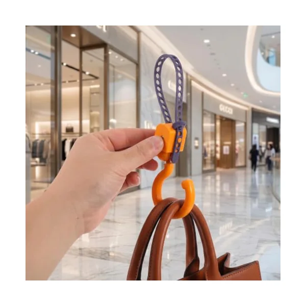 Ciieeo 8pcs Adjustable Carriage Hook with 360 Degree Swivel Design, Compact Abs Stroller Clip for Hanging Bags and Diaper Bags, for Travel and Crowded Malls