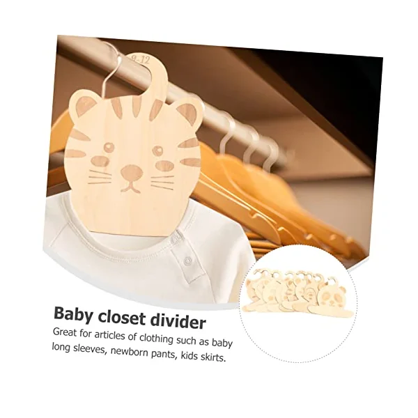 Ciieeo 8pcs Closet Organizer Clothes Hanger Wood Divider for Newborn Boy Girl Wardrobe Nursery Closet Hanger Classification