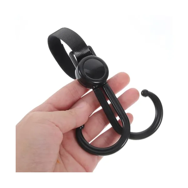 Ciieeo Multi-use Double Hook Stroller Hanger for Shopping Bags and Prams, Made of Sturdy Plastic and Polyester, Safe and Convenient to Use, for Outdoor Shopping and Everyday Use