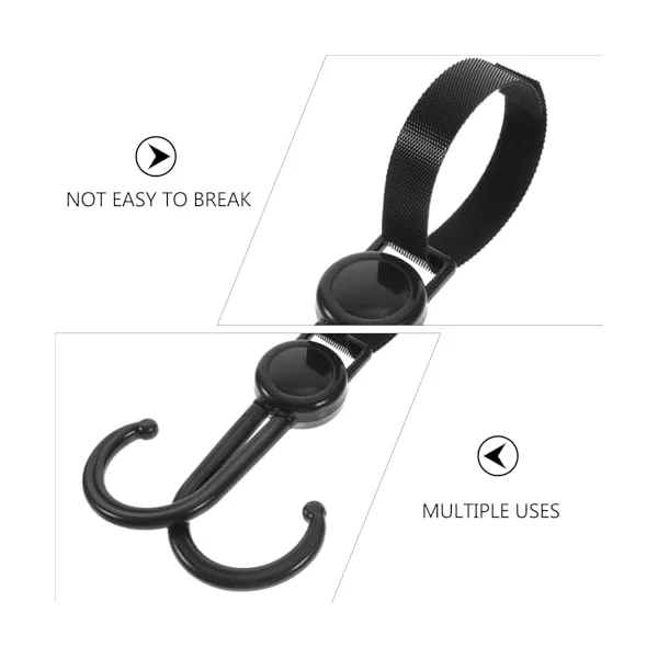 Ciieeo Multi-use Stroller Hanger Double Hook with Plastic and Polyester Material, Reusable and Safe Convenient Stroller Bag Hook for Shopping Trolley and Pram Travel Bag