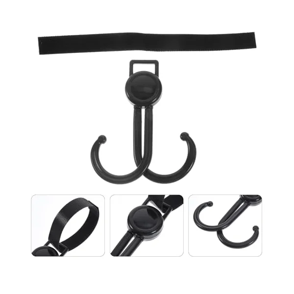 Ciieeo Multi-use Stroller Hanger Double Hook with Plastic and Polyester Material, Reusable and Safe Convenient Stroller Bag Hook for Shopping Trolley and Pram Travel Bag