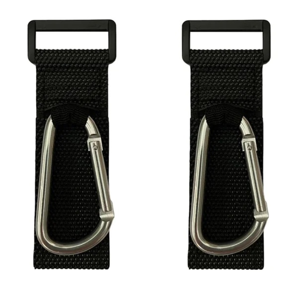 Ciieeo Stroller Hooks for Carrying Grocery Bags and Shopping Silver 2pcs with Pu and Alloy Material, Heavy Duty Pushchair Carabiner Hooks for Picnicking and Everyday Use