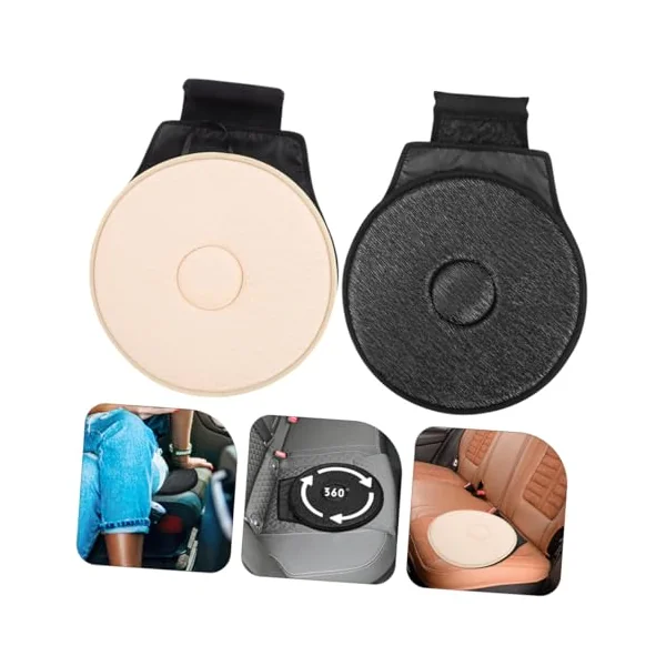 Ciieeo Swivel Seat Cushion Fabric Pad for Car Seat 2pcs 360 Degree Rotating for Easy Turning with Quick Installation and Comfortable Design, Pregnancy Accessories