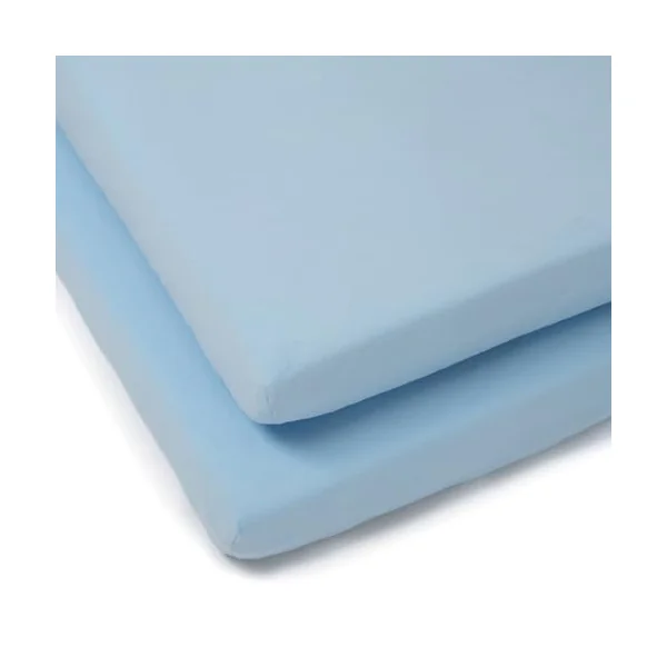 Clair de Lune 2 Pack Jersey Cotton Cot Bed Sheets 70 x 140 cm (Blue) | Breathable, gentle fabric