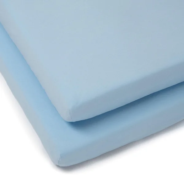 Clair de Lune 2 Pack Jersey Cotton Cot Bed Sheets 70 x 140 cm (Blue) | Breathable, gentle fabric