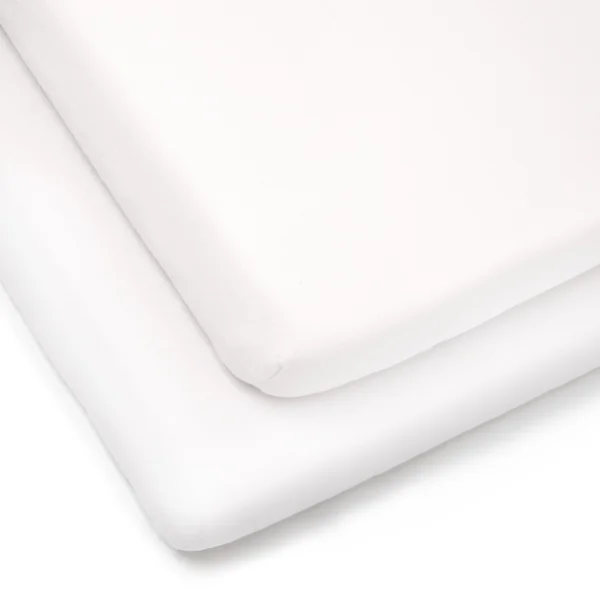 Clair de Lune 2 Pack Jersey Cotton Cot Bed Sheets 70 x 140 cm (White) | Breathable, gentle fabric