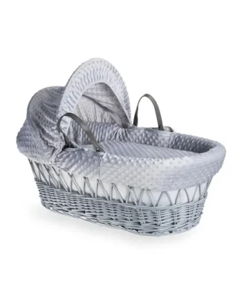 Clair de Lune Dimple Grey Wicker Moses Basket