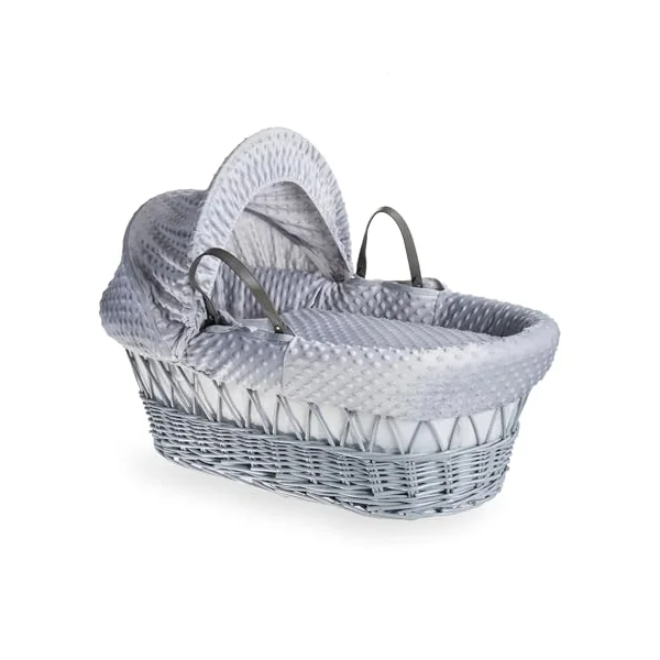 Clair de Lune Dimple Grey Wicker Moses Basket