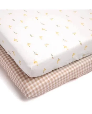 Clair de Lune Little Duckling 2 Pack Fitted Cot Bed Sheets 70 x 140 cm | Breathable, gentle fabric