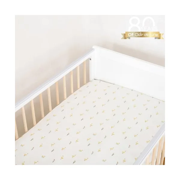 Clair de Lune Little Duckling 2 Pack Fitted Cot Bed Sheets 70 x 140 cm | Breathable, gentle fabric