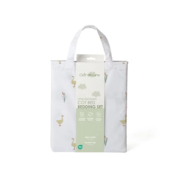 Clair de Lune Little Duckling Reversible Cot Bed Duvet Cover and Pillowcase Set 110 x 140 cm