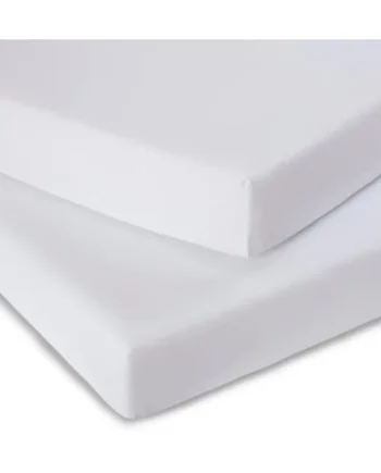 Clair de Lune | Micro-Fresh® 2 Pack White Fitted Cot Bed Sheets | 137 x 67 cm | 100% Cotton Universal Elasticated Fit