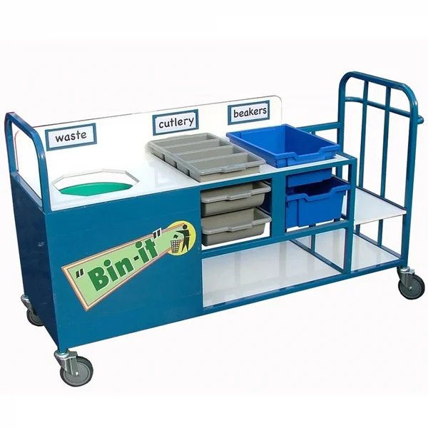 Clearing Trolley with Bin & Storage