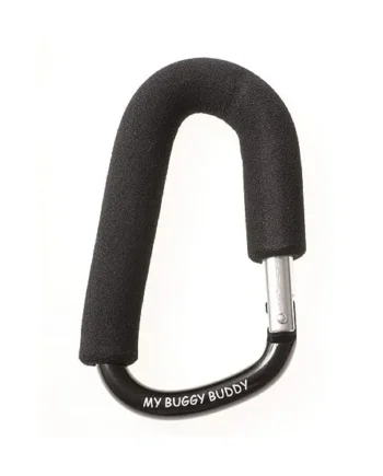Clip, Hook or Carabiner for Pram/ Stroller/ Pushchair, Foam Coating to Prevent Damage, Can Hold Up To 4 kgs, Black