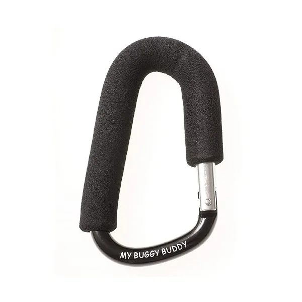 Clip, Hook or Carabiner for Pram/ Stroller/ Pushchair, Foam Coating to Prevent Damage, Can Hold Up To 4 kgs, Black