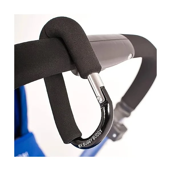 Clip, Hook or Carabiner for Pram/ Stroller/ Pushchair, Foam Coating to Prevent Damage, Can Hold Up To 4 kgs, Black